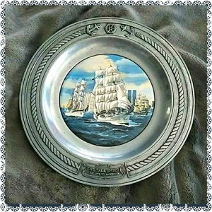 VINTAGE "THE TALL SHIPS" PEWTER PLATE-DANBURY MINT